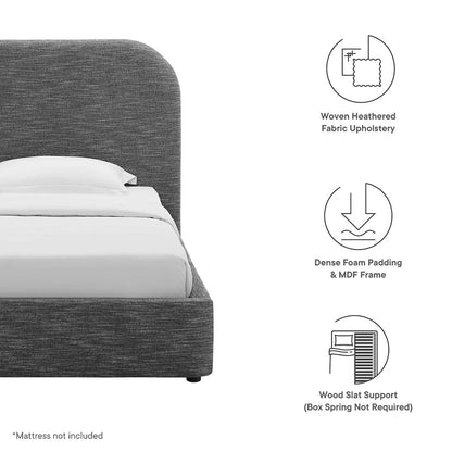 Keynote Upholstered Fabric Curved Twin Platform Bed