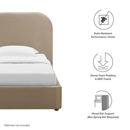 Keynote Performance Velvet Curved Twin Platform Bed
