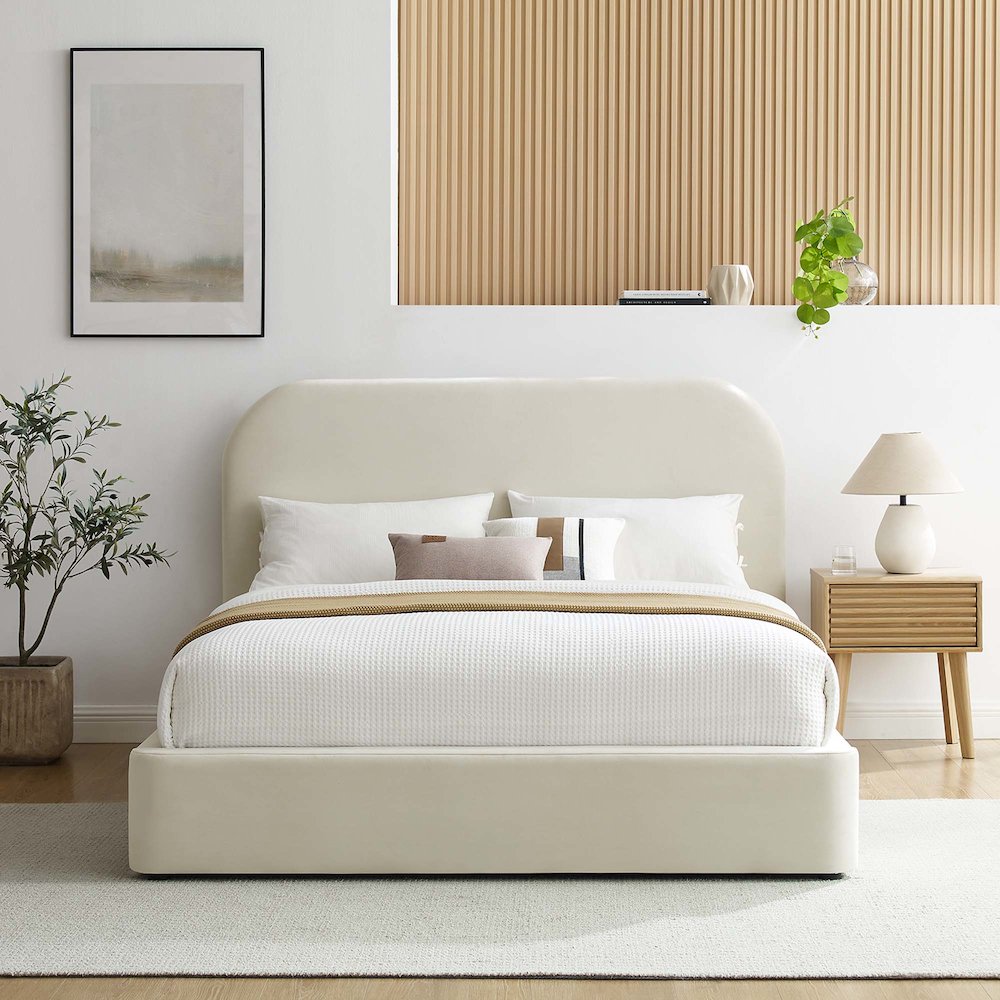Keynote Performance Velvet Curved Full Platform Bed