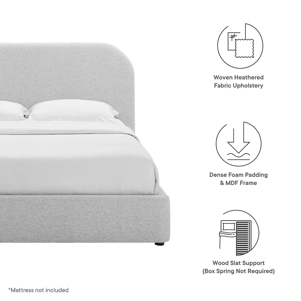 Keynote Upholstered Fabric Curved Queen Platform Bed