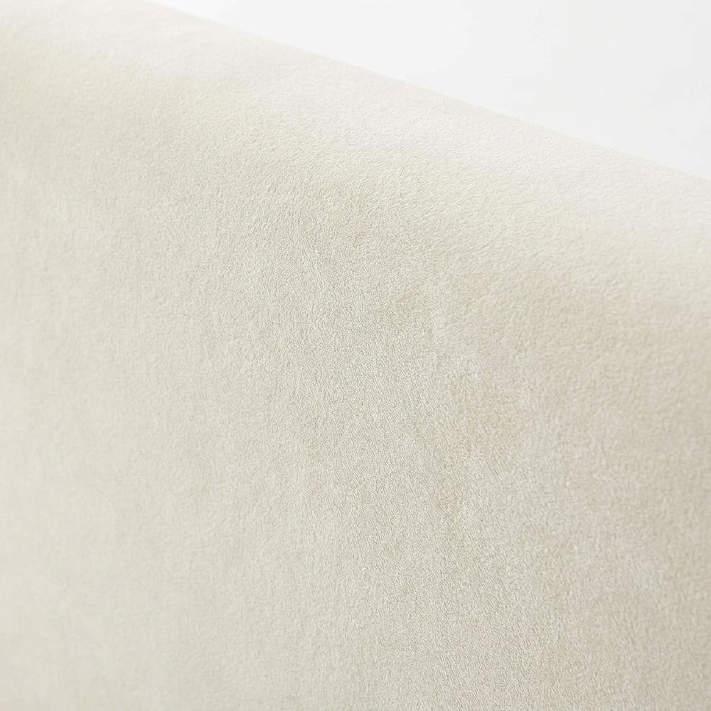 Performance Velvet Queen Platform Bed with Curved Headboard, Alabaster