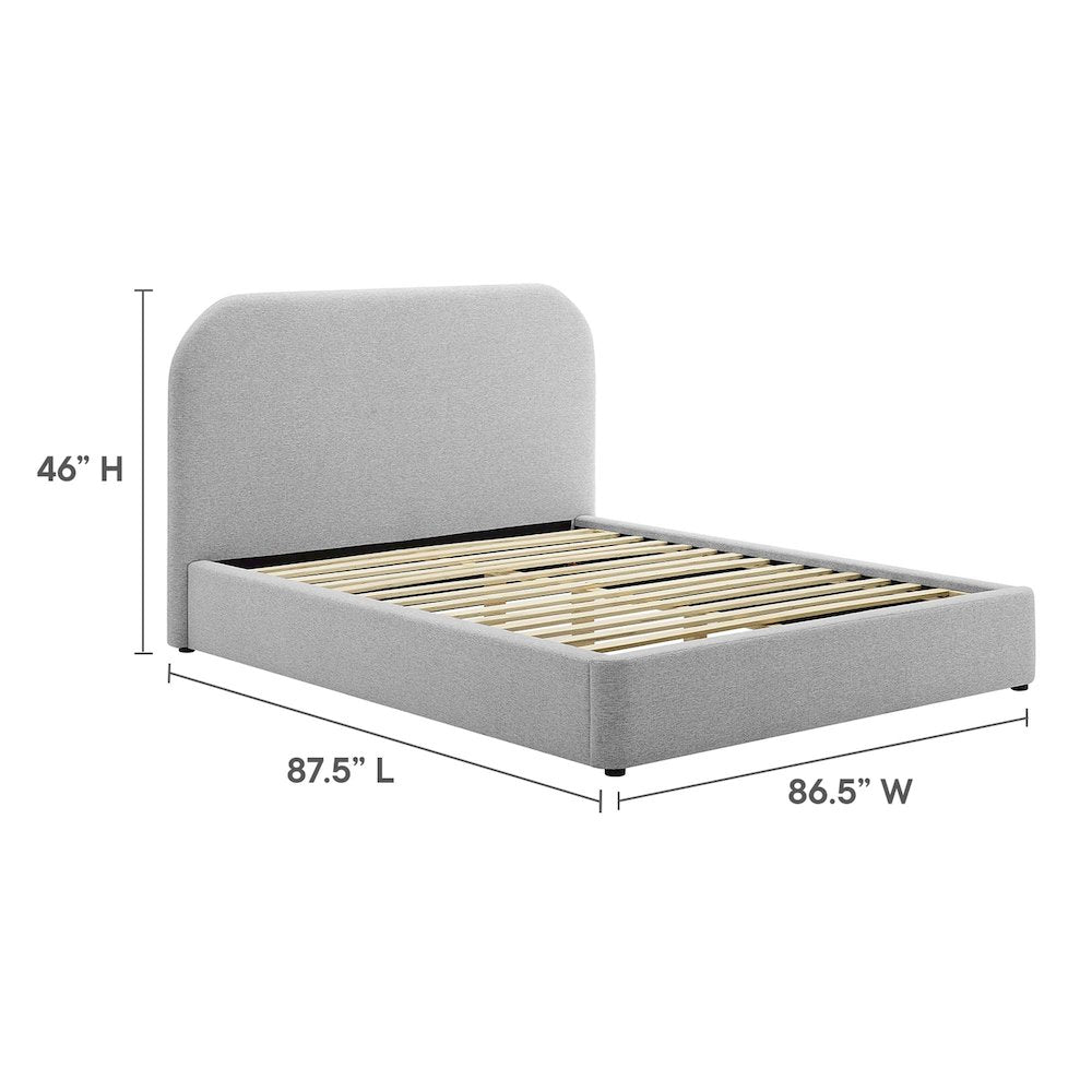 Keynote Upholstered Fabric Curved King Platform Bed