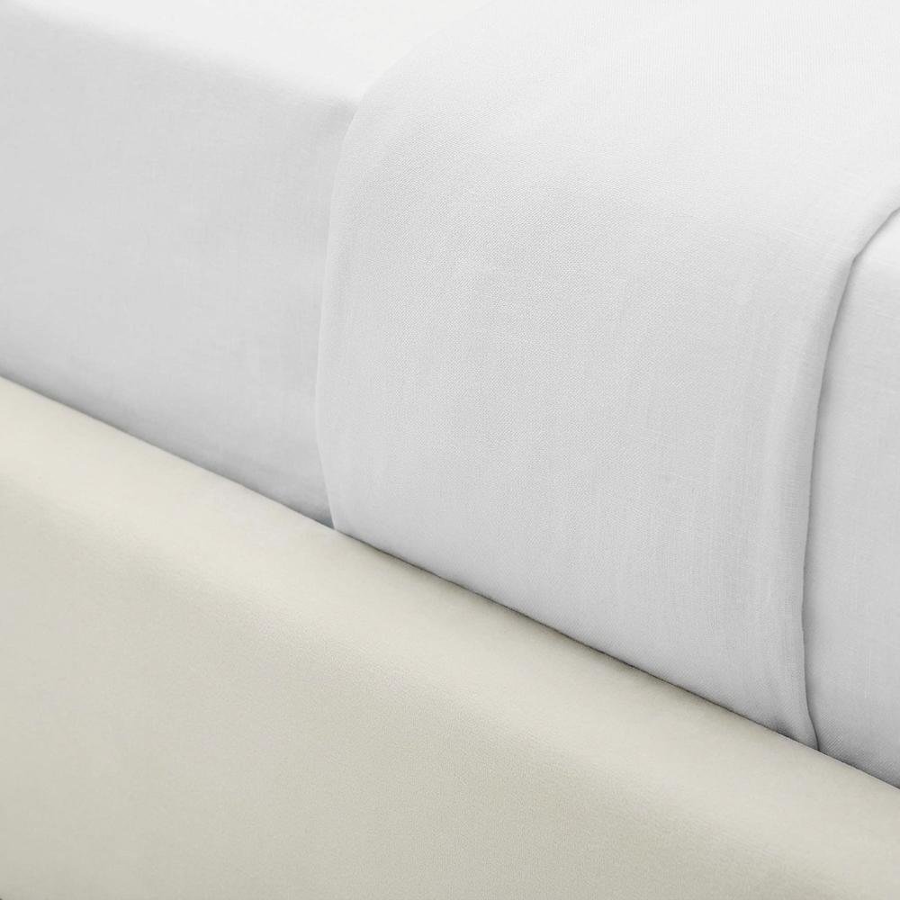 Performance Velvet Curved King Platform Bed with Headboard, Alabaster