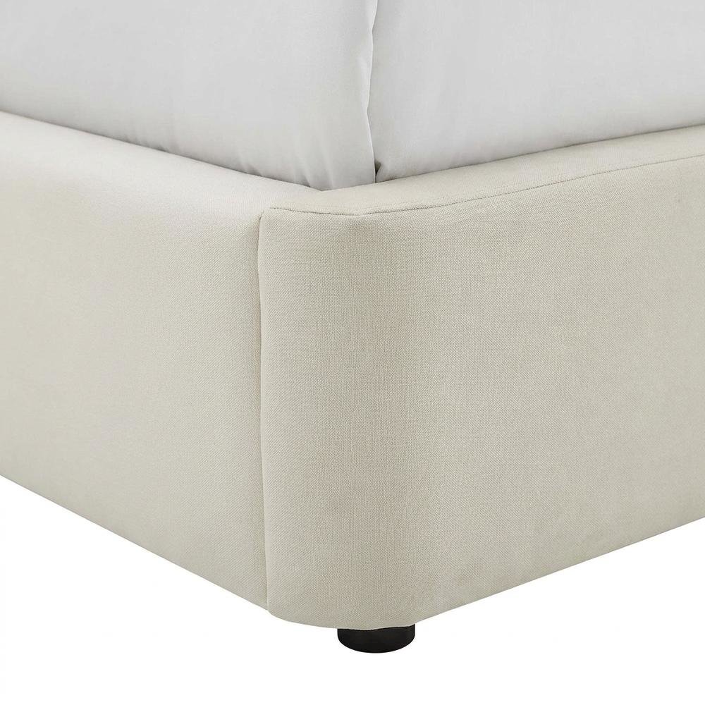Performance Velvet Curved King Platform Bed with Headboard, Alabaster