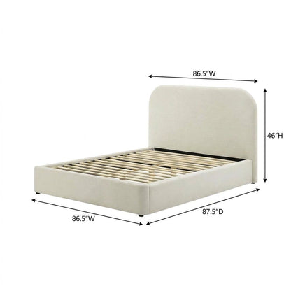 Performance Velvet Curved King Platform Bed with Headboard, Alabaster