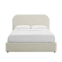 Performance Velvet Curved King Platform Bed with Headboard, Alabaster