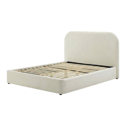 Performance Velvet Curved King Platform Bed with Headboard, Alabaster