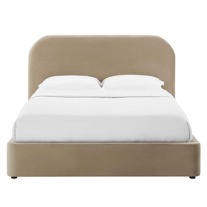 Keynote Performance Velvet Curved King Platform Bed