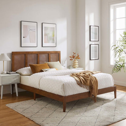 Sirocco Rattan and Wood Queen Platform Bed