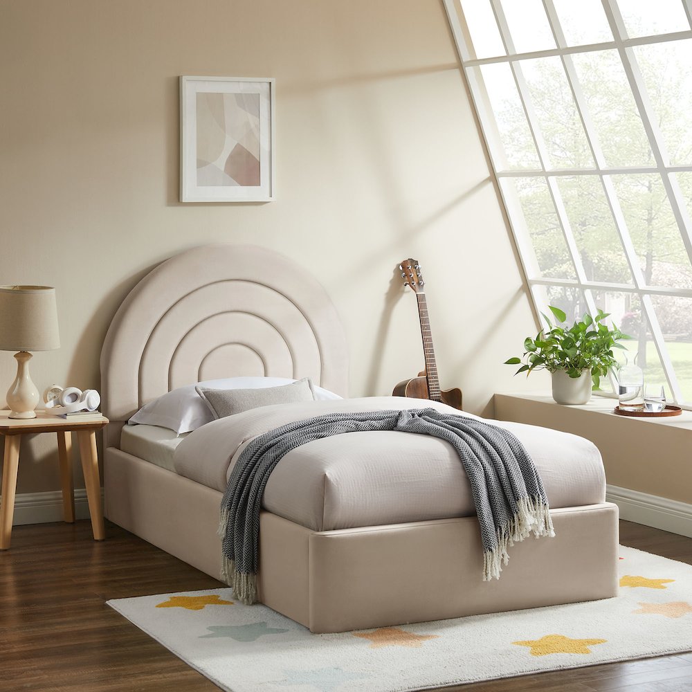 Solana Arched Performance Velvet Twin Platform Bed
