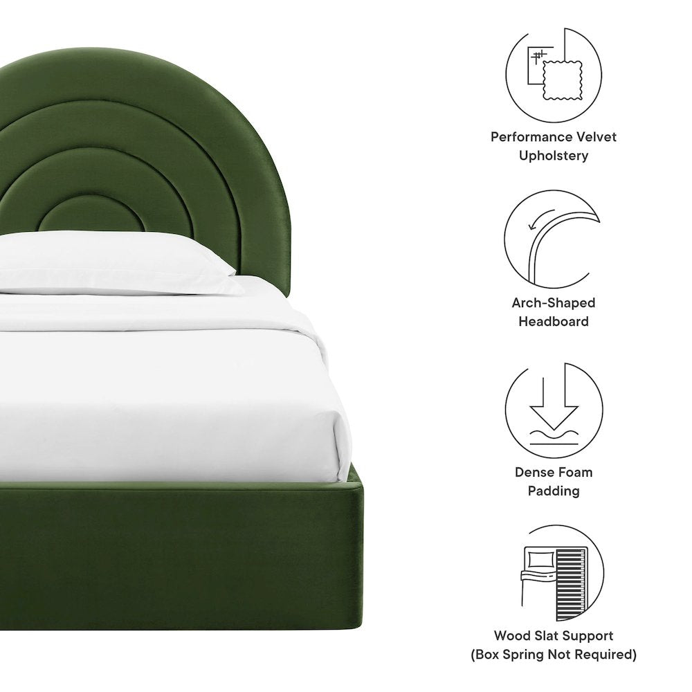 Solana Arched Performance Velvet Twin Platform Bed