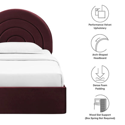 Solana Arched Performance Velvet Twin Platform Bed