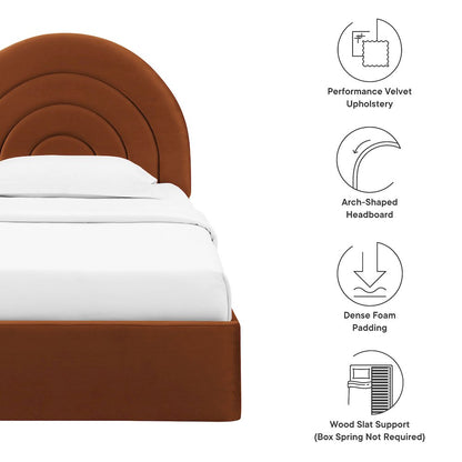Solana Arched Performance Velvet Twin Platform Bed