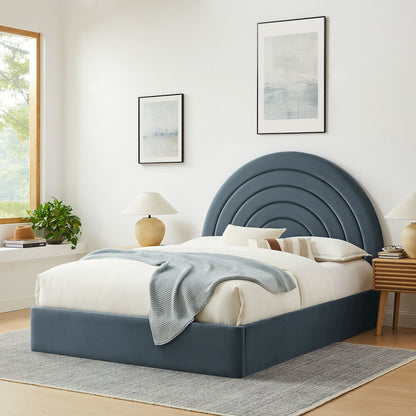 Solana Arched Performance Velvet Full Platform Bed