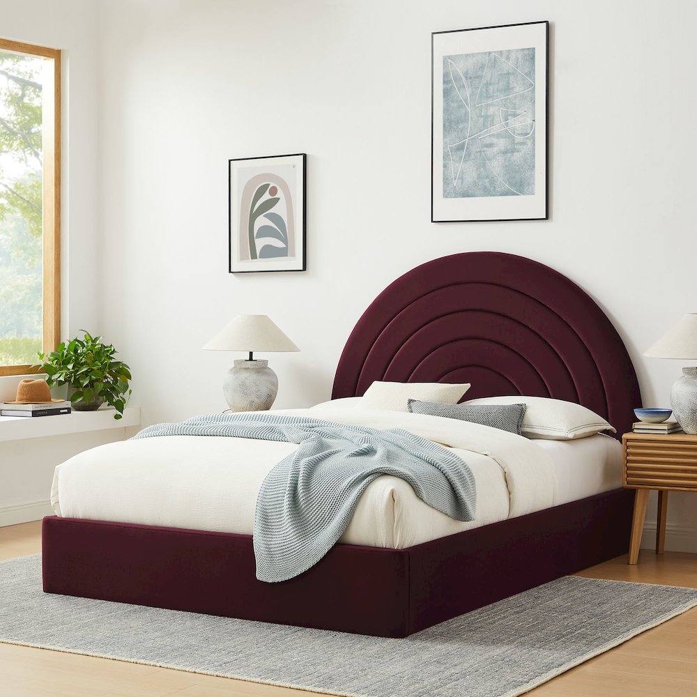 Solana Arched Performance Velvet Full Platform Bed