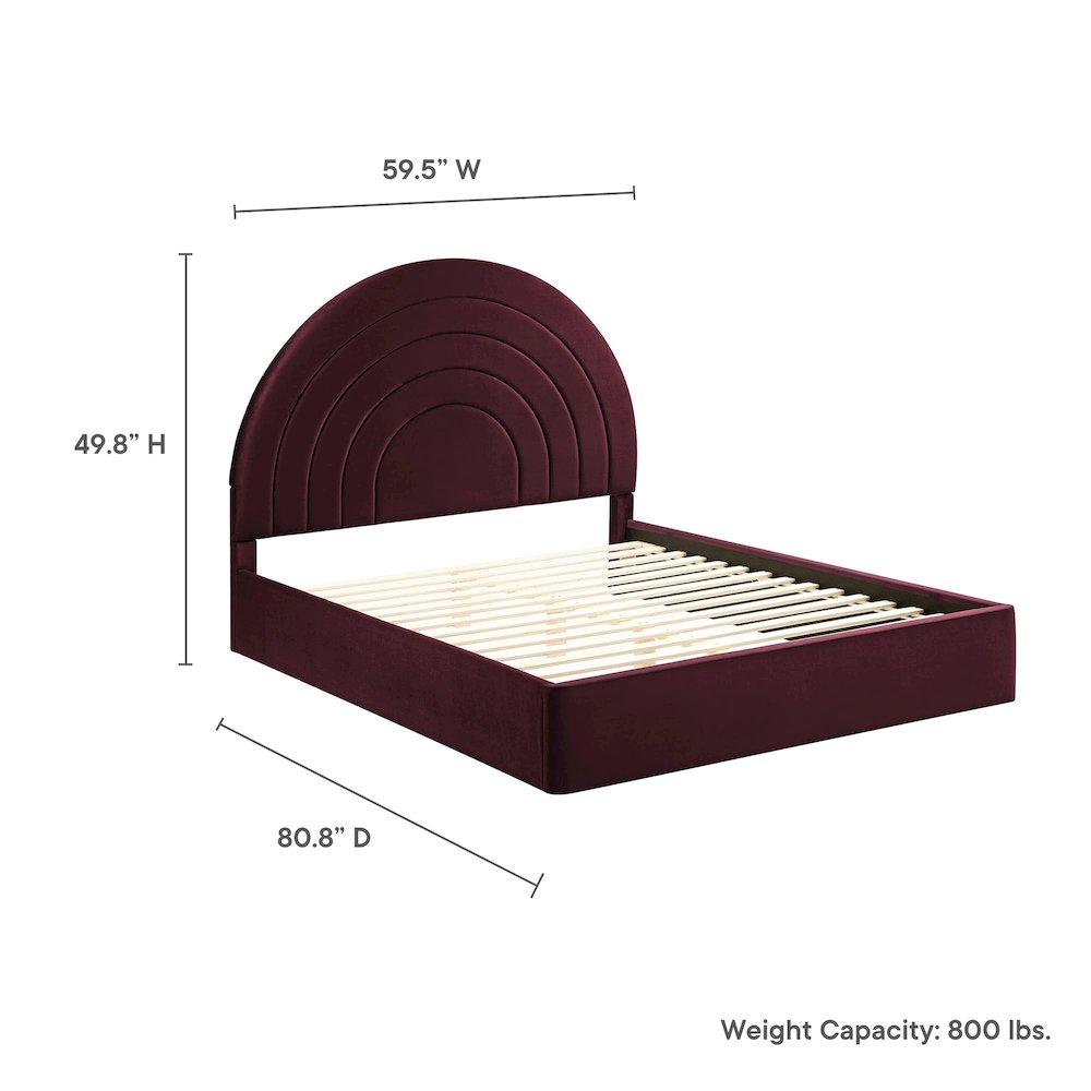 Solana Arched Performance Velvet Full Platform Bed