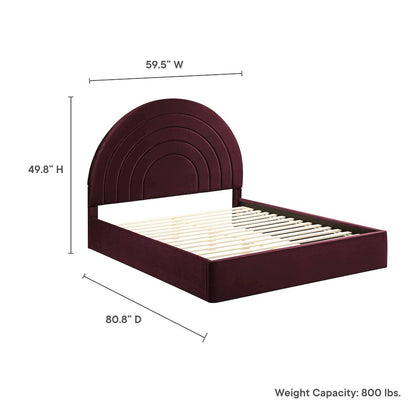 Solana Arched Performance Velvet Full Platform Bed