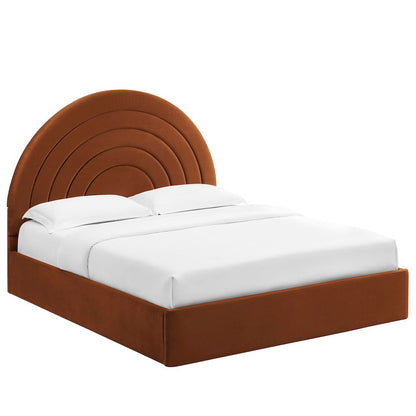 Solana Arched Performance Velvet Full Platform Bed
