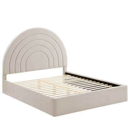 Solana Arched Performance Velvet Queen Platform Bed