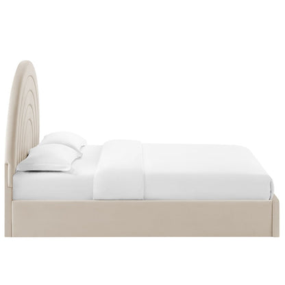 Solana Arched Performance Velvet Queen Platform Bed