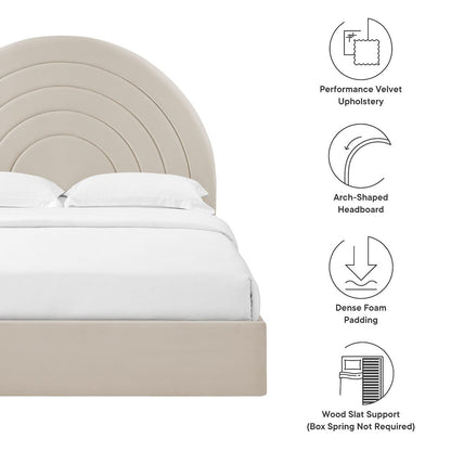 Solana Arched Performance Velvet Queen Platform Bed