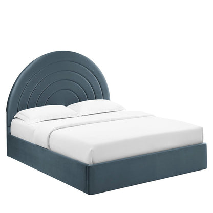Solana Arched Performance Velvet Queen Platform Bed