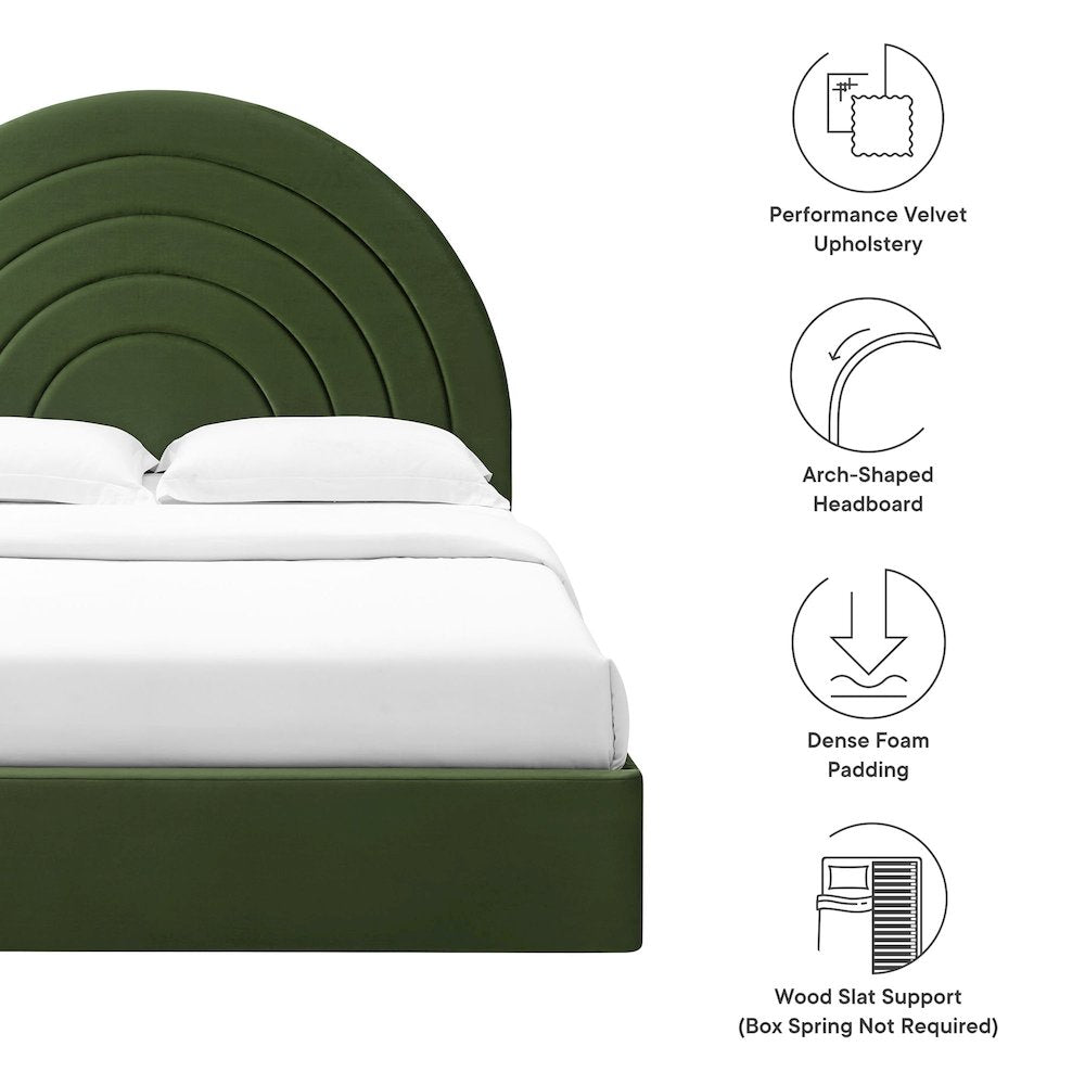 Solana Arched Performance Velvet Queen Platform Bed