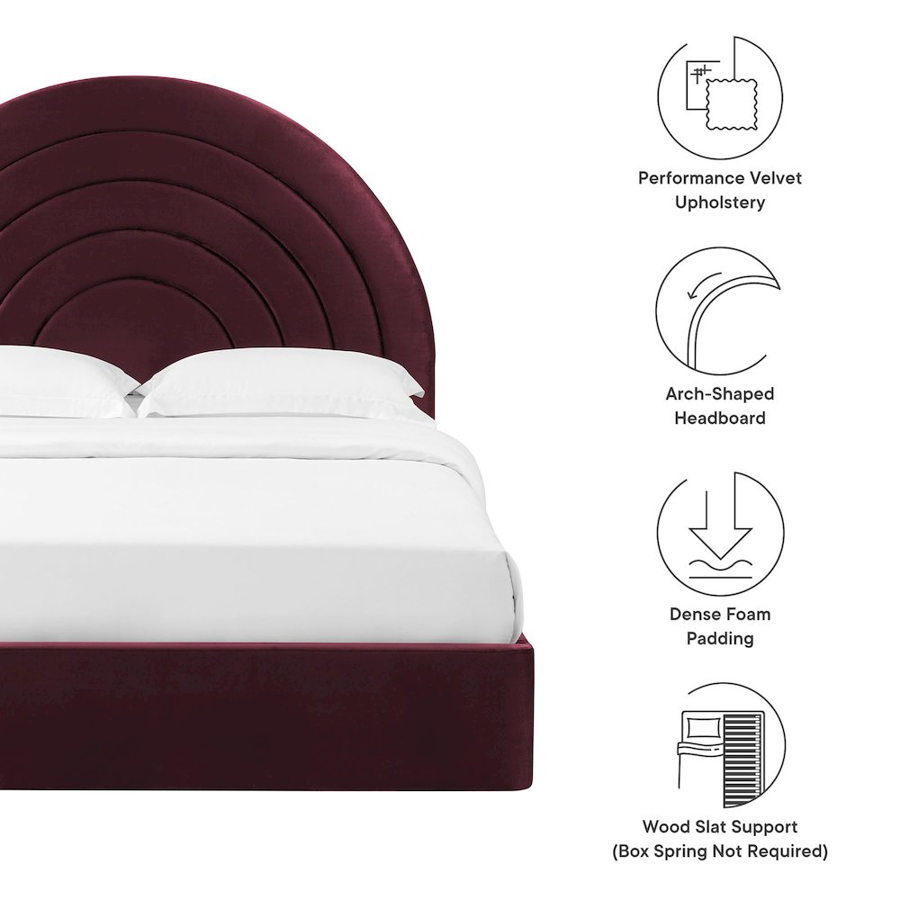 Solana Arched Performance Velvet Queen Platform Bed