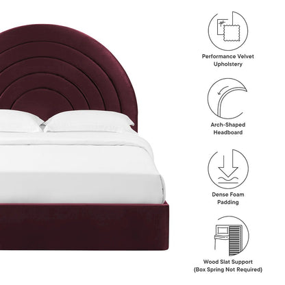 Solana Arched Performance Velvet Queen Platform Bed