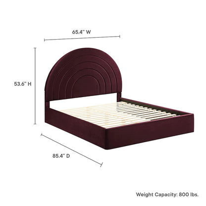 Solana Arched Performance Velvet Queen Platform Bed
