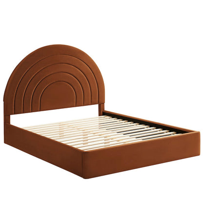 Solana Arched Performance Velvet Queen Platform Bed