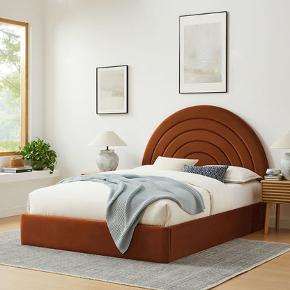 Solana Arched Performance Velvet Queen Platform Bed