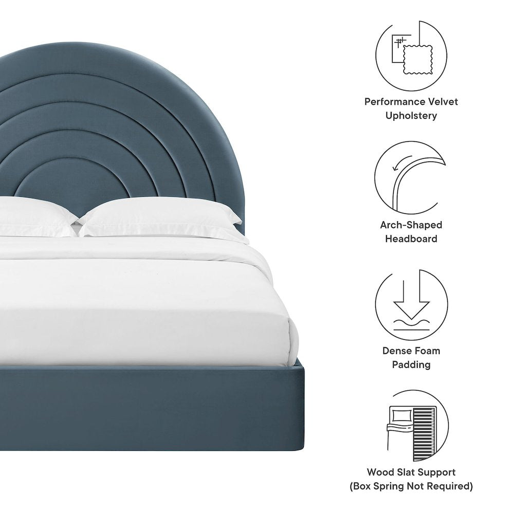 Solana Arched Performance Velvet King Platform Bed