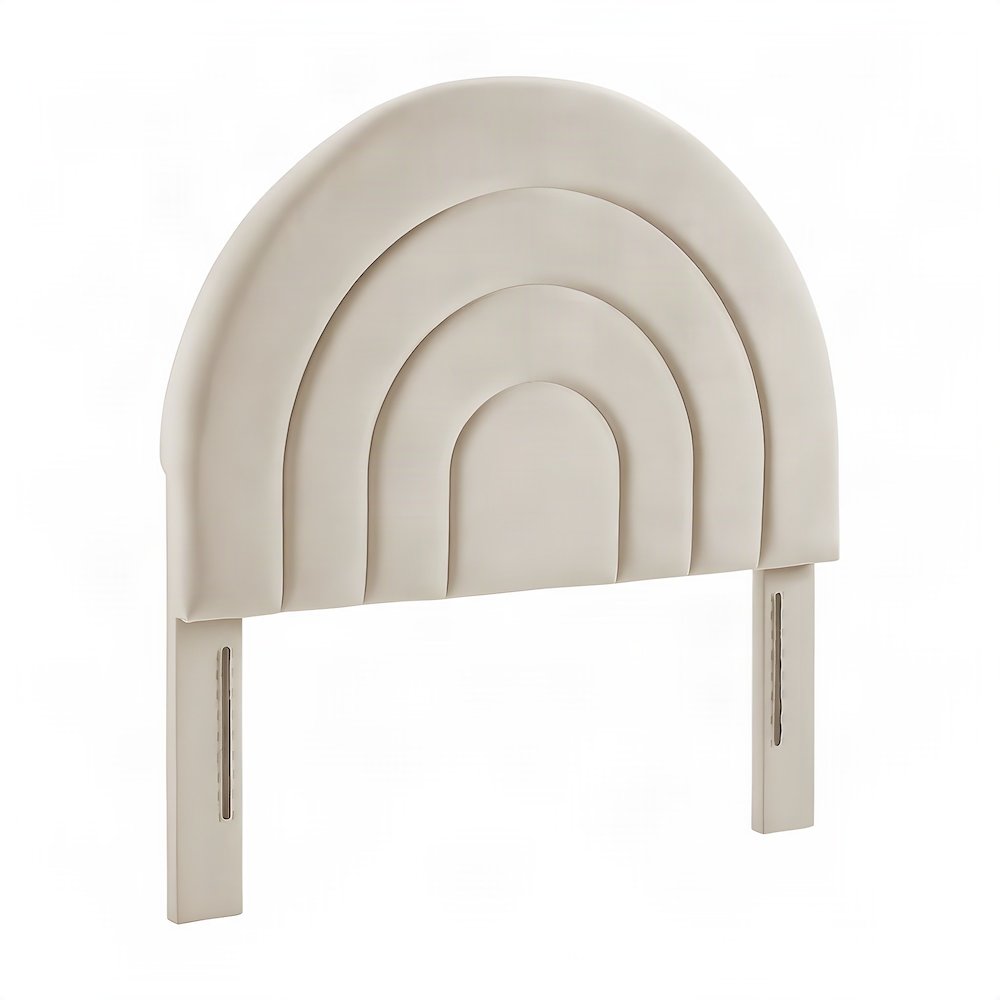 Performance Velvet Twin Headboard with Arched Top, Wall Mount, Almond