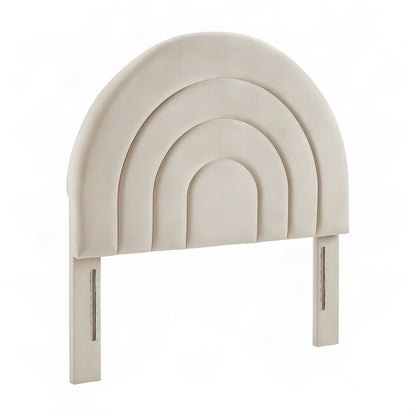 Performance Velvet Twin Headboard with Arched Top, Wall Mount, Almond
