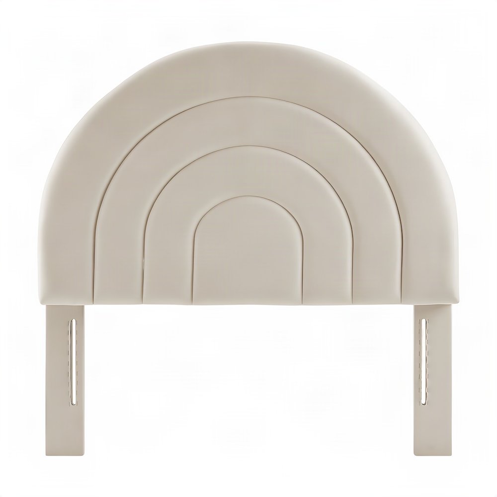 Performance Velvet Twin Headboard with Arched Top, Wall Mount, Almond