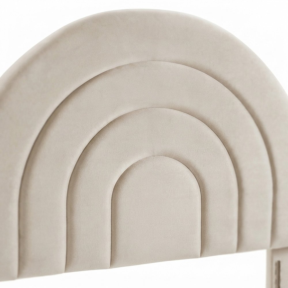 Performance Velvet Twin Headboard with Arched Top, Wall Mount, Almond