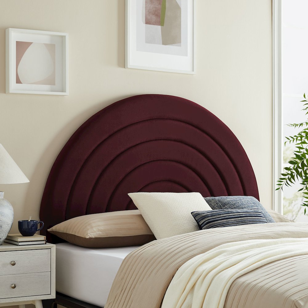 Solana Arched Performance Velvet Full Headboard