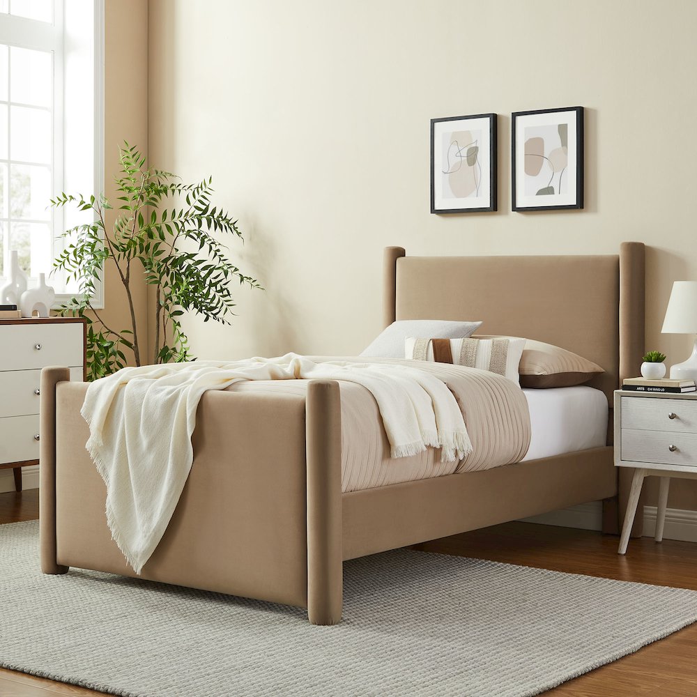 Rael Performance Velvet Twin Platform Bed