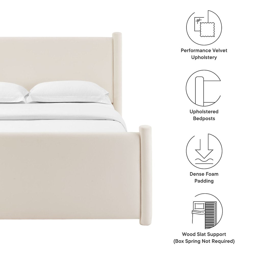 Rael Performance Velvet Queen Platform Bed