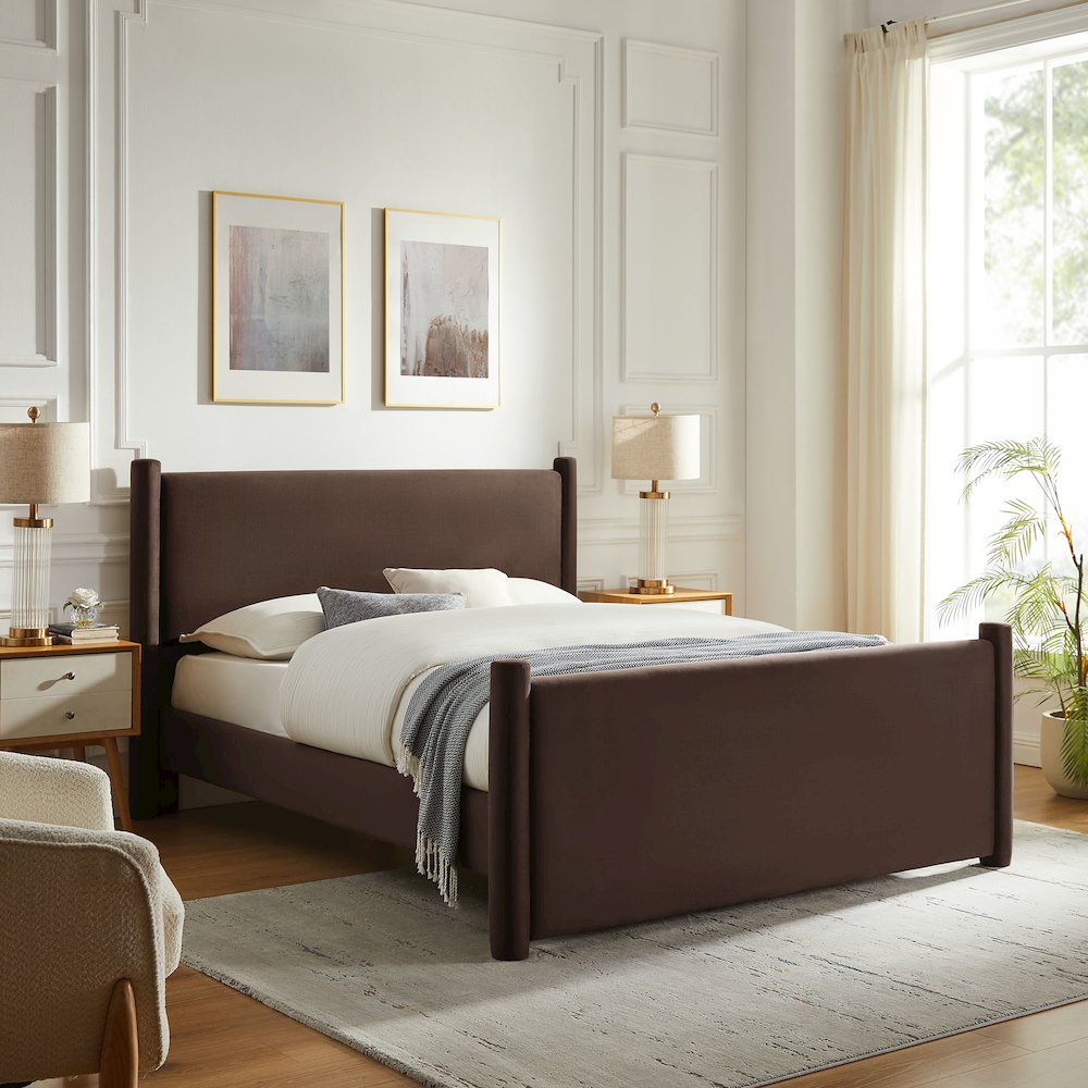 Rael Performance Velvet Queen Platform Bed