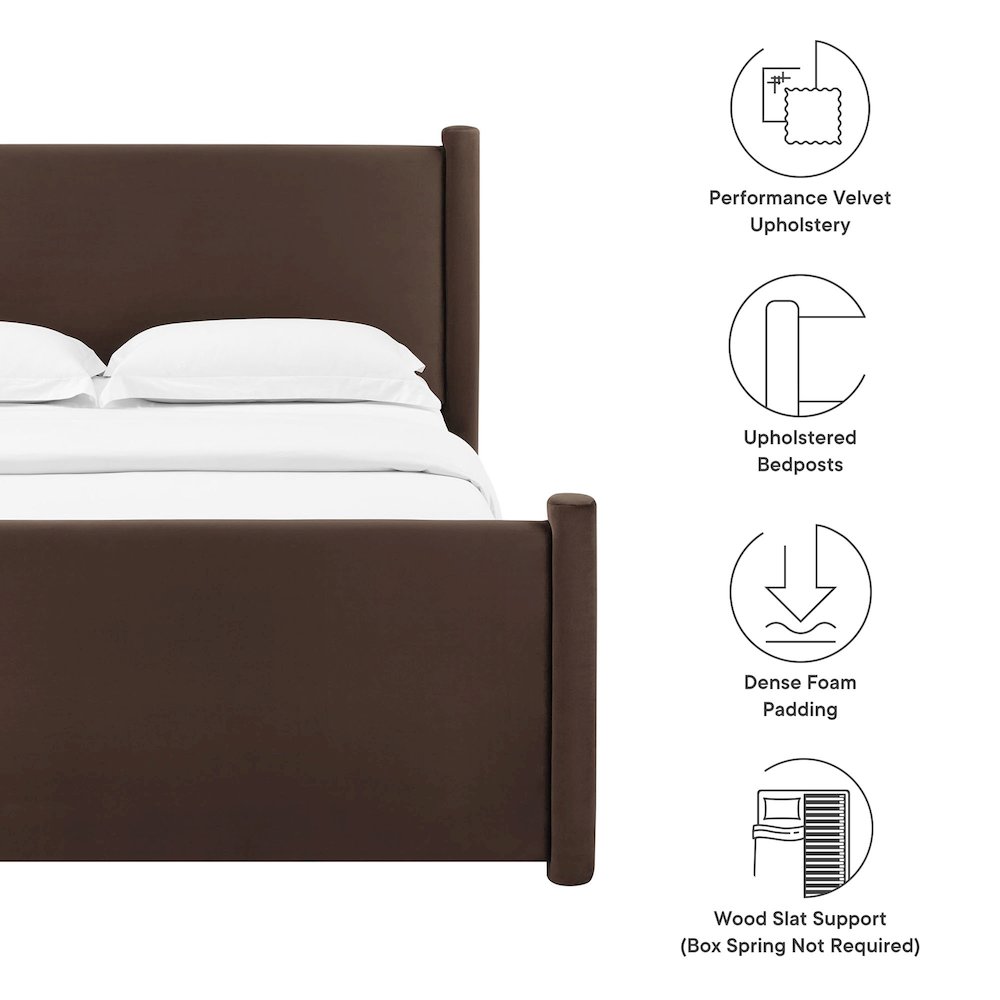 Rael Performance Velvet Queen Platform Bed