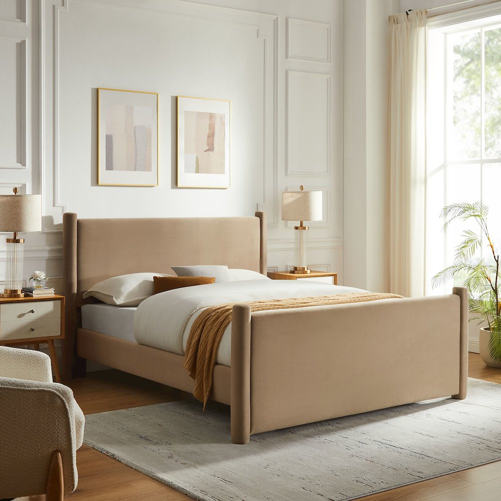 Rael Performance Velvet Queen Platform Bed
