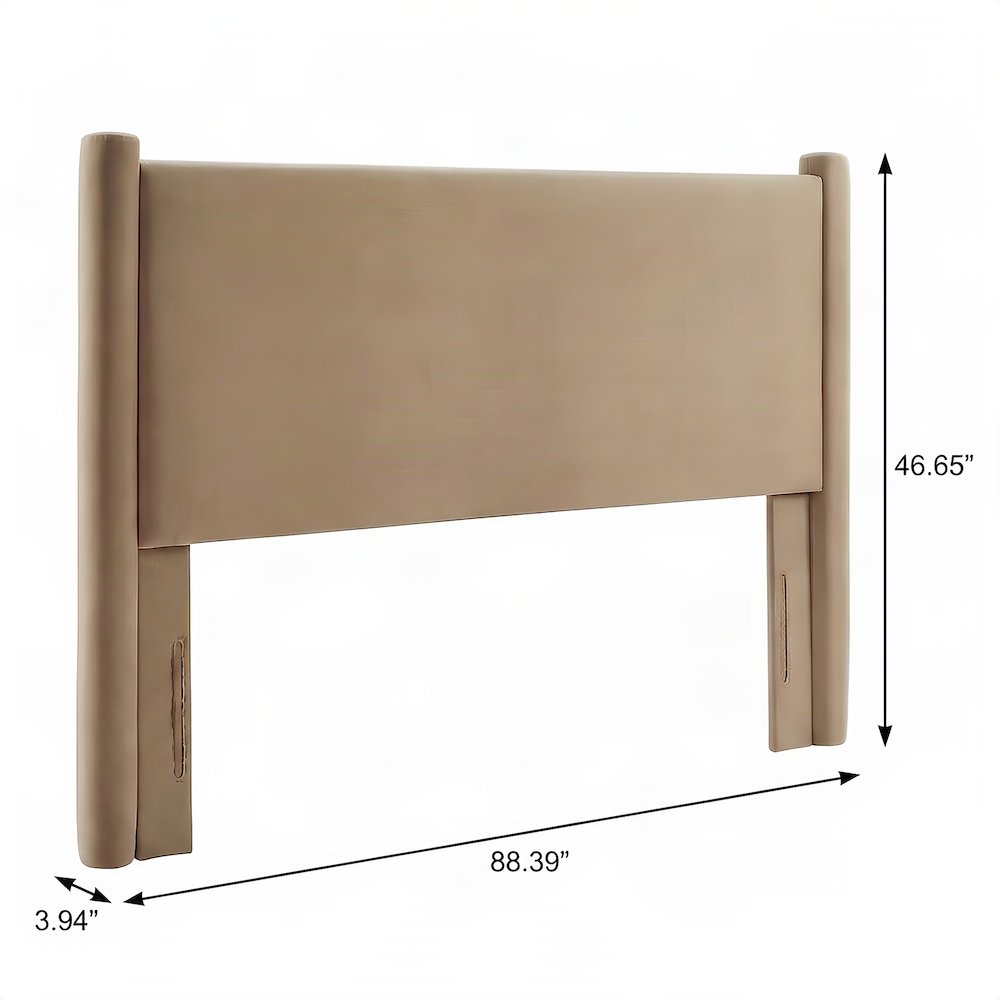 Performance Velvet Upholstered King Headboard Only, Padded Panel, Taupe