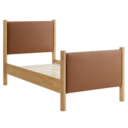 Maven Twin Size Vegan Leather Upholstered Platform Bed
