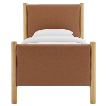 Maven Twin Size Vegan Leather Upholstered Platform Bed