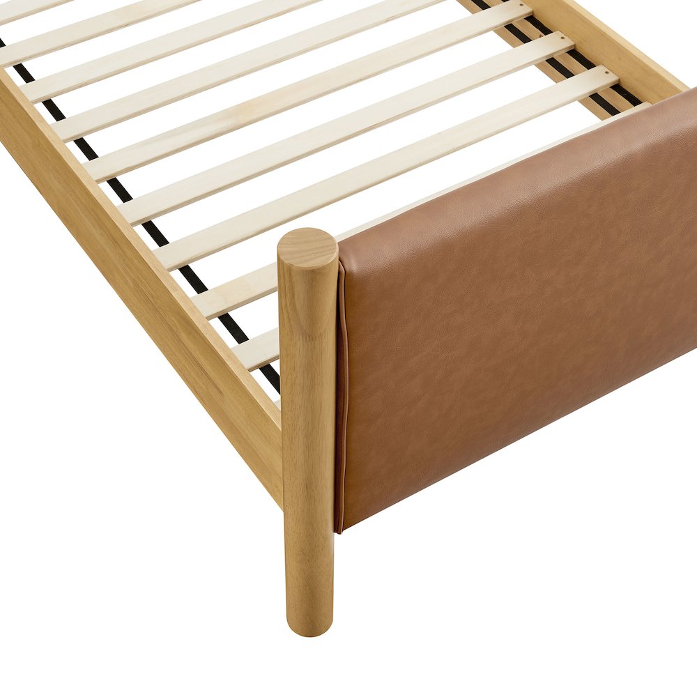 Maven Twin Size Vegan Leather Upholstered Platform Bed