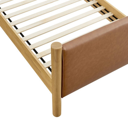 Maven Twin Size Vegan Leather Upholstered Platform Bed