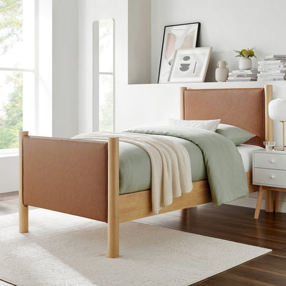 Maven Twin Size Vegan Leather Upholstered Platform Bed
