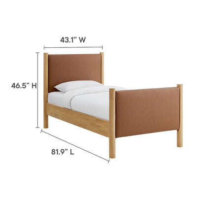 Maven Twin Size Vegan Leather Upholstered Platform Bed